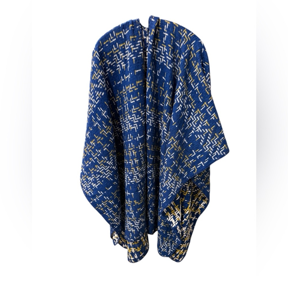 Blue and Green Patterned Poncho NWT
